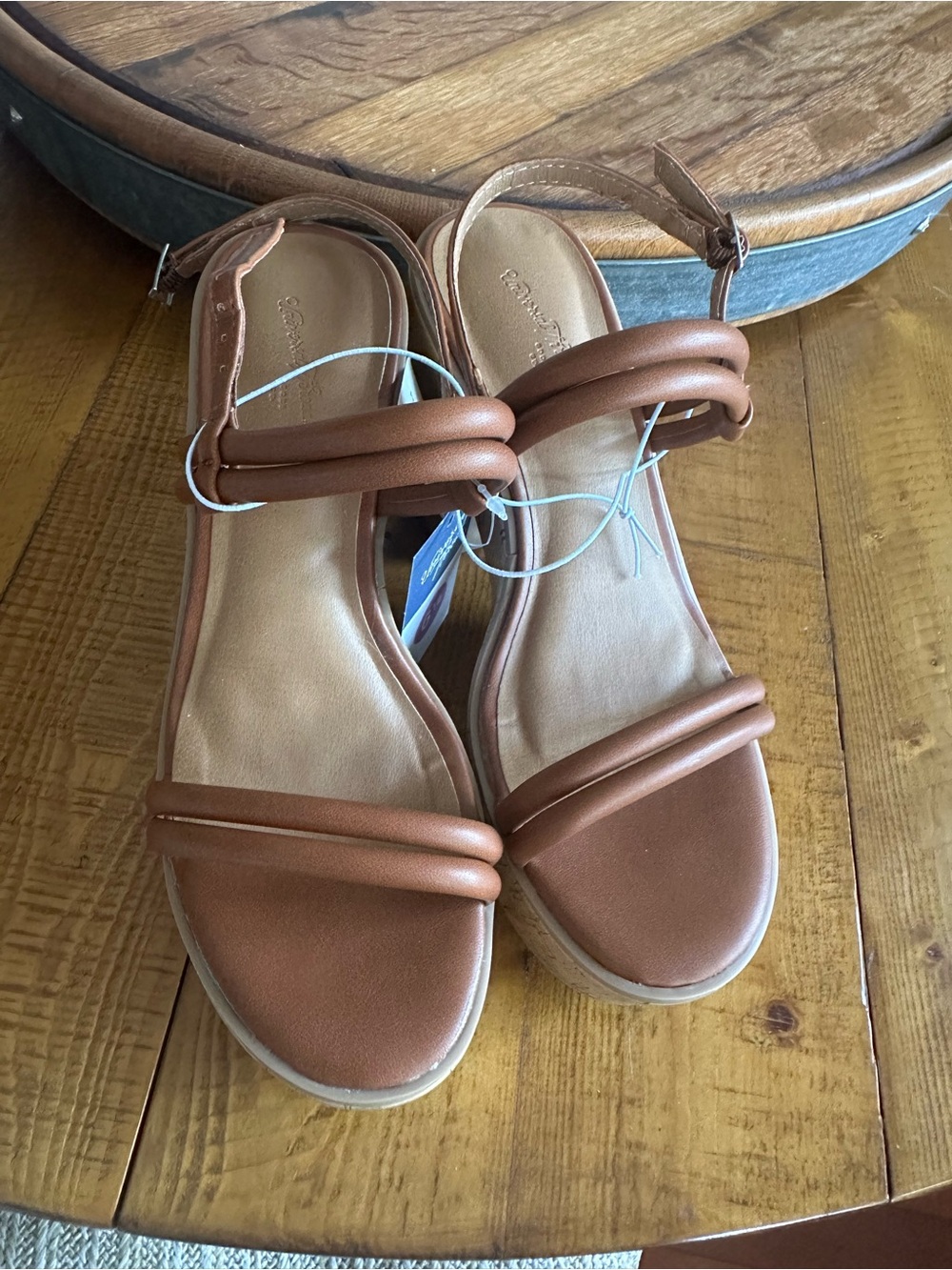 comfort plus by Predictions Tan Double-Strap Women's Sandals